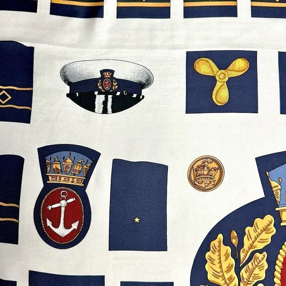 Calvin Klein Nautical Silk Scarf Vintage made in Japan 34x34 inches